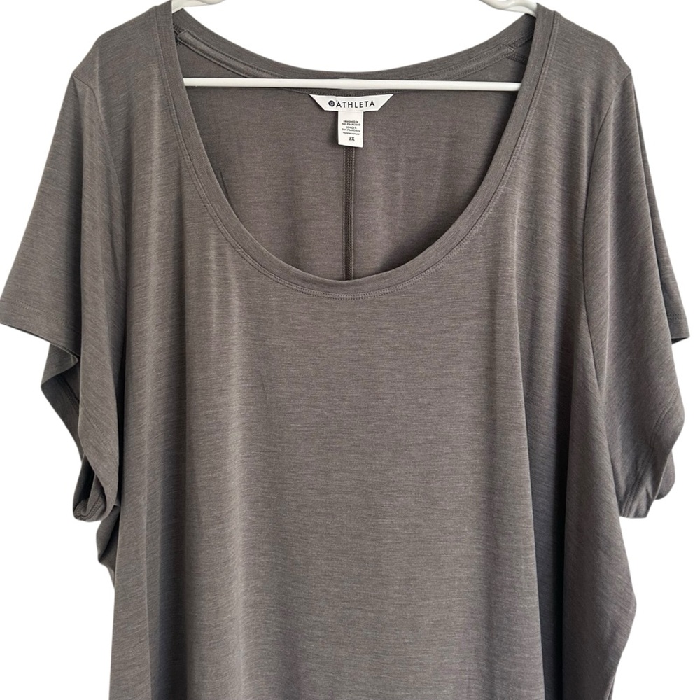 Athleta Stratus II Tee T Shirt Womens V-Neck 3X Gray Short Sleeve - Picture 4 of 10